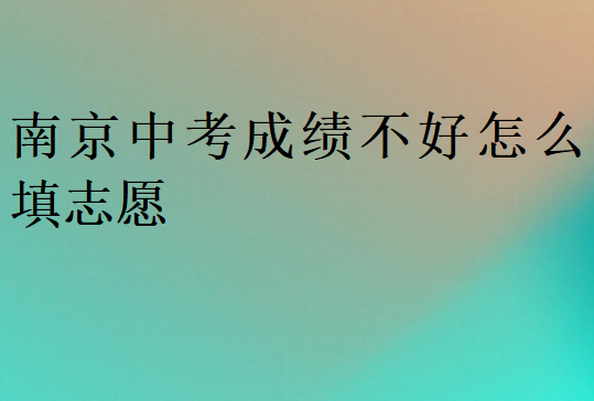 南京中考成绩不好怎么填志愿