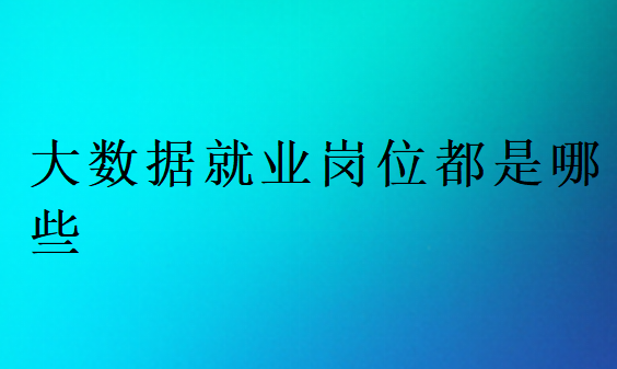 大数据就业岗位都是哪些